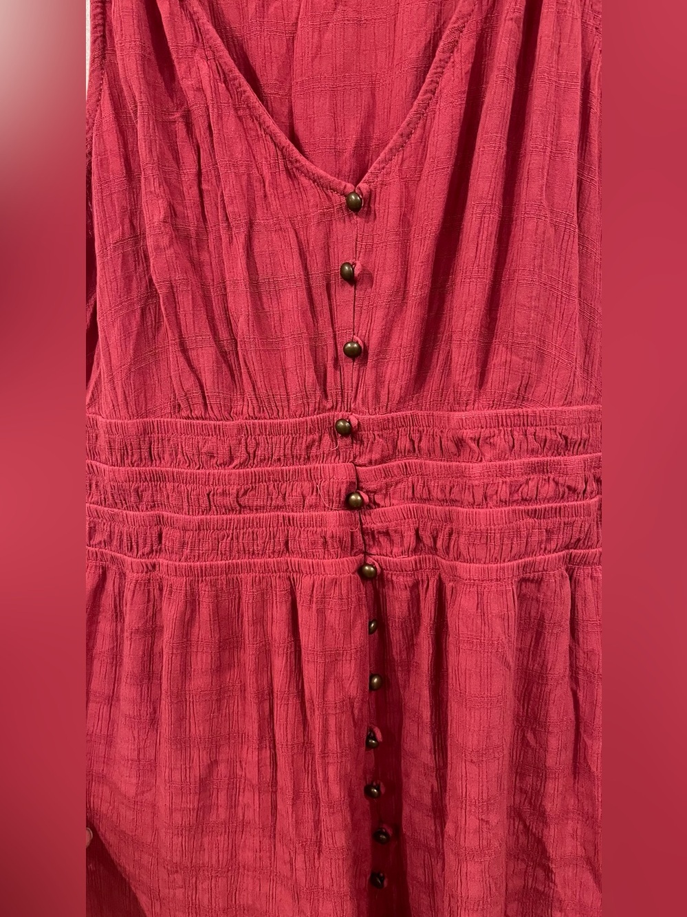 Rewind Sleeveless Button-Front Maxi Dress in Raspberry - Picture 2 of 6